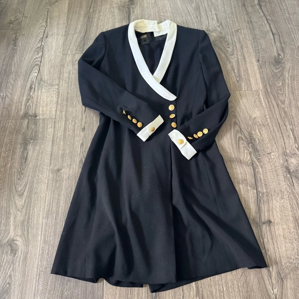 Vintage Escada Couture Black White romper Dress with Gold Accents size 36 - Picture 11 of 14